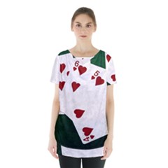 Poker Hands Straight Flush Hearts Skirt Hem Sports Top by FunnyCow