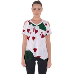 Poker Hands Straight Flush Hearts Cut Out Side Drop Tee by FunnyCow