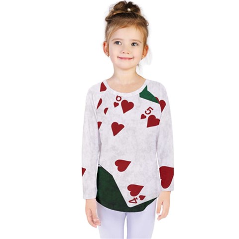 Poker Hands Straight Flush Hearts Kids  Long Sleeve Tee by FunnyCow