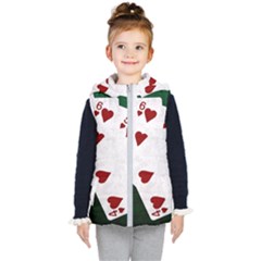 Poker Hands Straight Flush Hearts Kid s Hooded Puffer Vest by FunnyCow