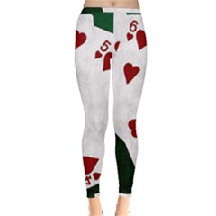 Poker Hands Straight Flush Hearts Inside Out Leggings by FunnyCow