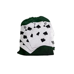 Poker Hands Straight Flush Spades Drawstring Pouches (medium)  by FunnyCow