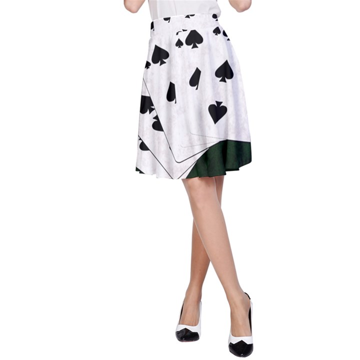 Poker Hands Straight Flush Spades A-Line Skirt