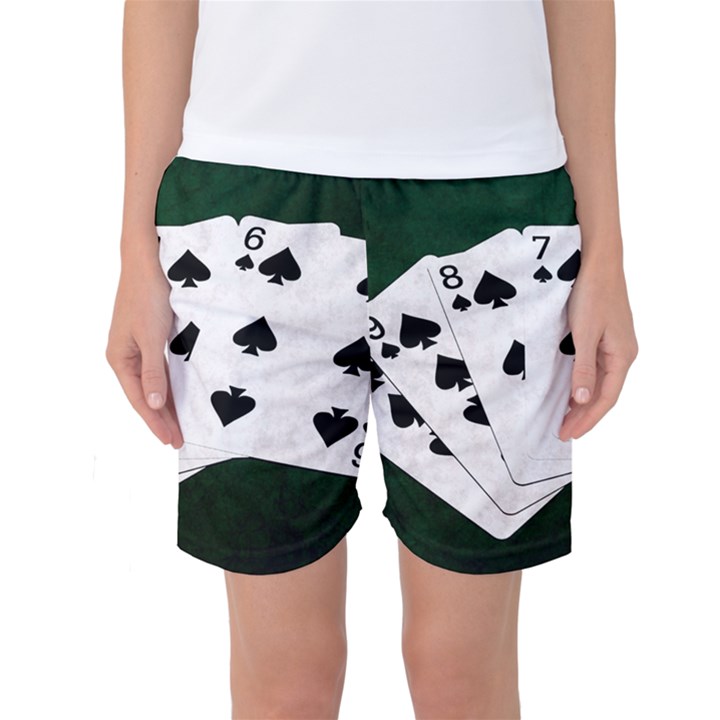 Poker Hands Straight Flush Spades Women s Basketball Shorts