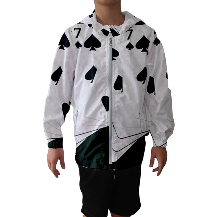 Poker Hands Straight Flush Spades Hooded Windbreaker (Kids)