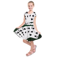 Poker Hands Straight Flush Spades Kids  Short Sleeve Dress by FunnyCow