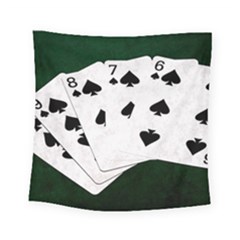 Poker Hands Straight Flush Spades Square Tapestry (small) by FunnyCow