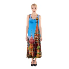 Moscow Kremlin And St  Basil Cathedral Sleeveless Maxi Dress by FunnyCow