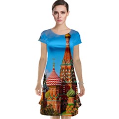 Moscow Kremlin And St  Basil Cathedral Cap Sleeve Nightdress by FunnyCow