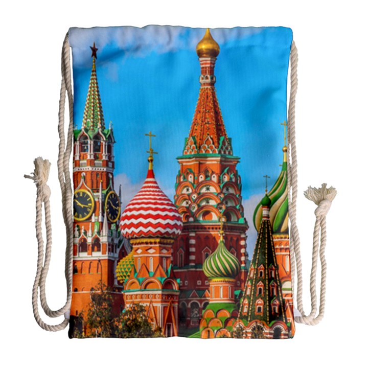 Moscow Kremlin and St. Basil Cathedral Drawstring Bag (Large)