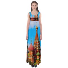 Moscow Kremlin And St  Basil Cathedral Empire Waist Maxi Dress by FunnyCow