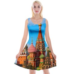 Moscow Kremlin And St  Basil Cathedral Reversible Velvet Sleeveless Dress by FunnyCow