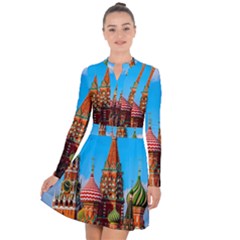 Moscow Kremlin And St  Basil Cathedral Long Sleeve Panel Dress by FunnyCow