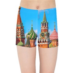 Moscow Kremlin And St  Basil Cathedral Kids Sports Shorts by FunnyCow