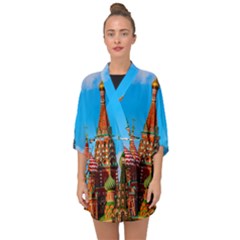 Moscow Kremlin And St  Basil Cathedral Half Sleeve Chiffon Kimono by FunnyCow