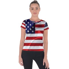 American Usa Flag Short Sleeve Sports Top  by FunnyCow