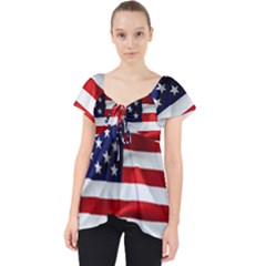 American Usa Flag Lace Front Dolly Top by FunnyCow