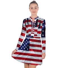 American Usa Flag Long Sleeve Panel Dress