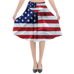 American Usa Flag Flared Midi Skirt by FunnyCow