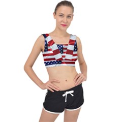 American Usa Flag V-back Sports Bra by FunnyCow