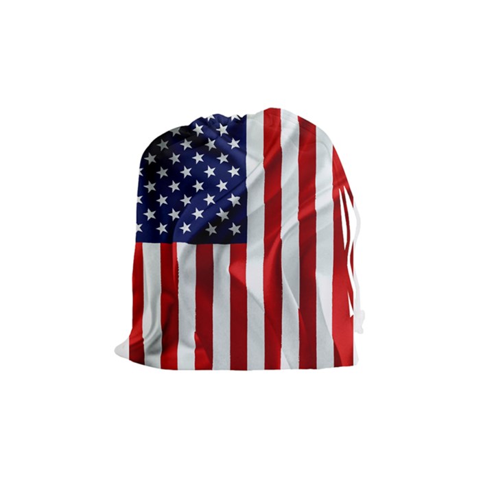 American Usa Flag Vertical Drawstring Pouches (Medium) 