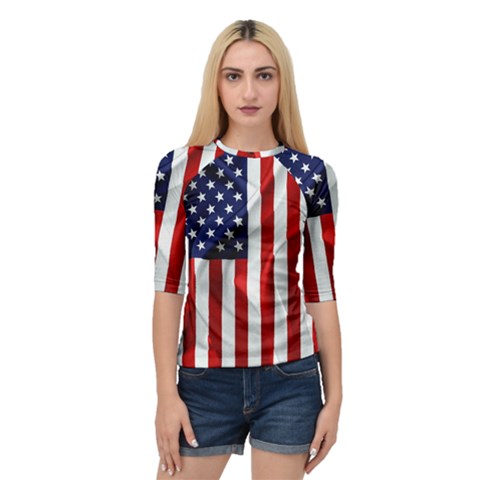 American Usa Flag Vertical Quarter Sleeve Raglan Tee by FunnyCow