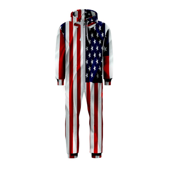 American Usa Flag Vertical Hooded Jumpsuit (Kids)