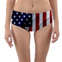 American Usa Flag Vertical Reversible Mid-Waist Bikini Bottoms View1