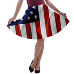 American Usa Flag Vertical A-line Skater Skirt by FunnyCow