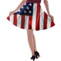 American Usa Flag Vertical A-line Skater Skirt View2