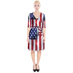 American Usa Flag Vertical Wrap Up Cocktail Dress by FunnyCow