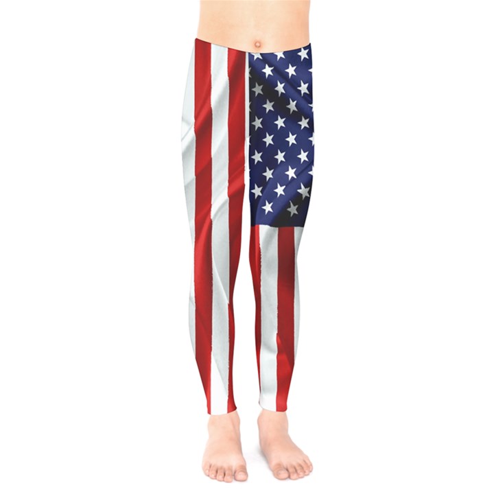 American Usa Flag Vertical Kids  Legging