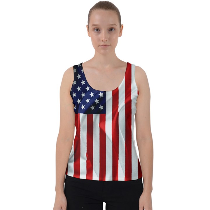 American Usa Flag Vertical Velvet Tank Top