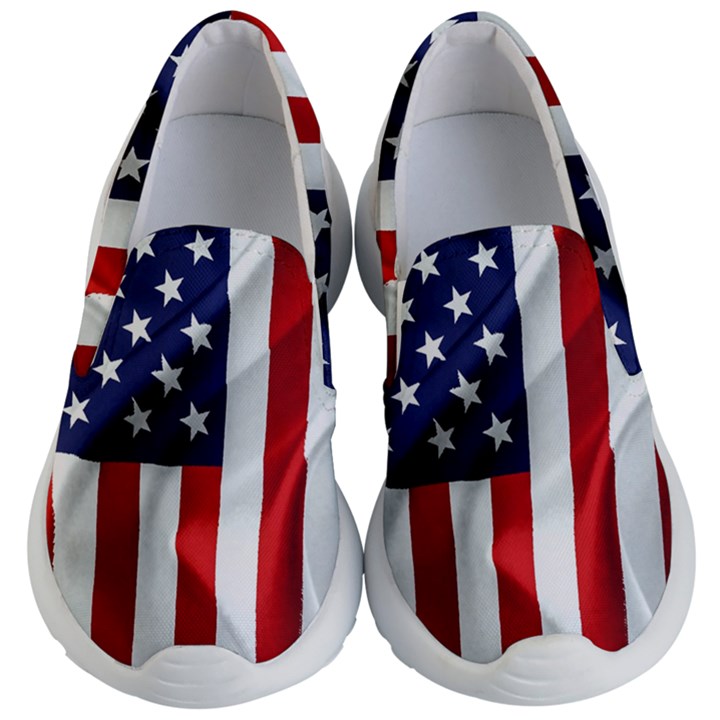 American Usa Flag Vertical Kid s Lightweight Slip Ons