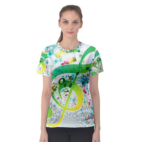 Points Circle Music Pattern Women s Sport Mesh Tee by Nexatart