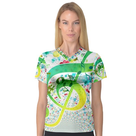 Points Circle Music Pattern V-neck Sport Mesh Tee by Nexatart