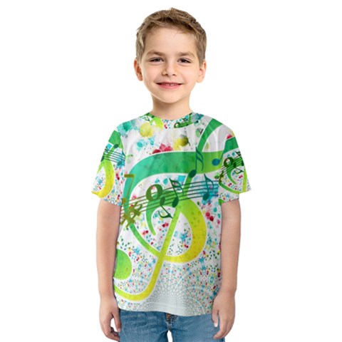 Points Circle Music Pattern Kids  Sport Mesh Tee by Nexatart