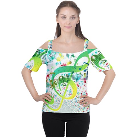 Points Circle Music Pattern Cutout Shoulder Tee by Nexatart