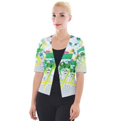 Points Circle Music Pattern Cropped Button Cardigan