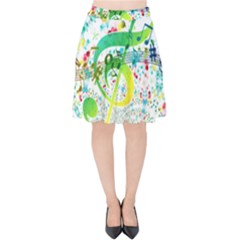 Points Circle Music Pattern Velvet High Waist Skirt by Nexatart