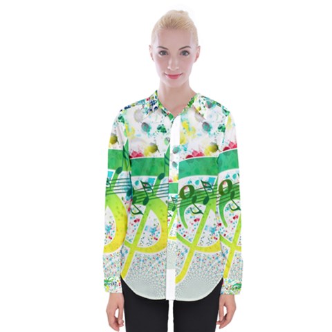 Points Circle Music Pattern Womens Long Sleeve Shirt by Nexatart