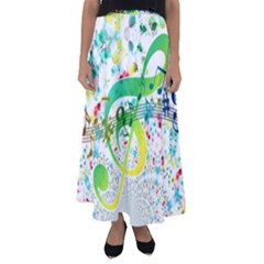 Points Circle Music Pattern Flared Maxi Skirt by Nexatart