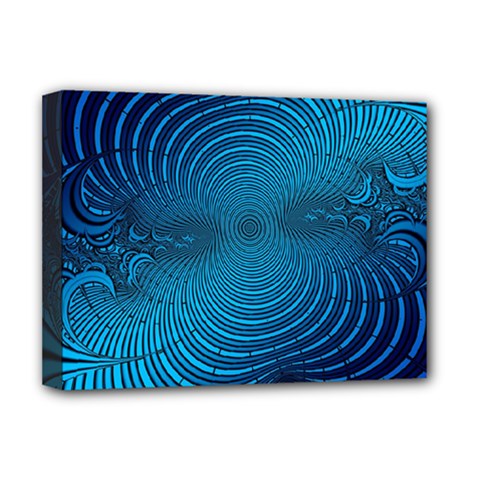 Blue Background Brush Particles Wave Deluxe Canvas 16  X 12   by Nexatart