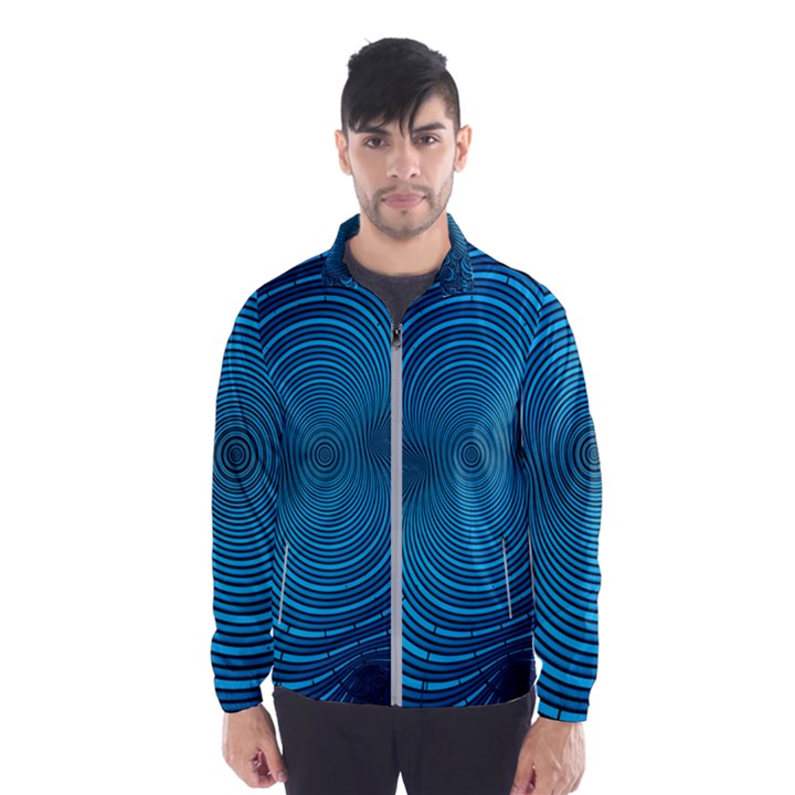 Blue Background Brush Particles Wave Windbreaker (Men)