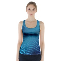 Blue Background Brush Particles Wave Racer Back Sports Top by Nexatart