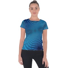 Blue Background Brush Particles Wave Short Sleeve Sports Top  by Nexatart