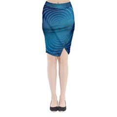 Blue Background Brush Particles Wave Midi Wrap Pencil Skirt by Nexatart