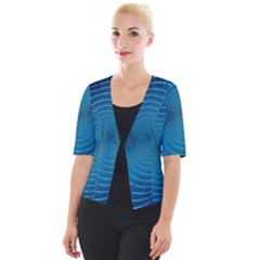 Blue Background Brush Particles Wave Cropped Button Cardigan