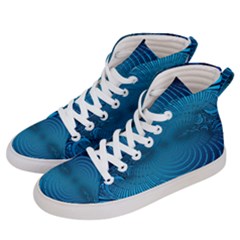 Blue Background Brush Particles Wave Women s Hi-top Skate Sneakers by Nexatart