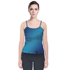 Blue Background Brush Particles Wave Velvet Spaghetti Strap Top by Nexatart